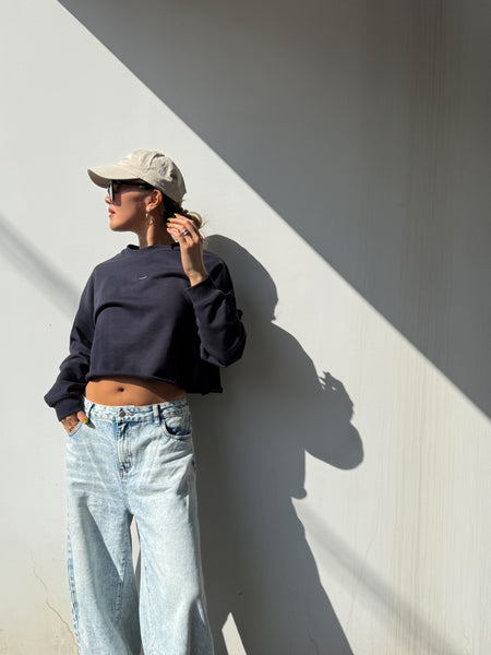 CROPPED COTTON SWEAT