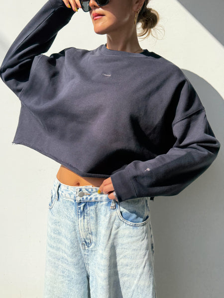 CROPPED COTTON SWEAT