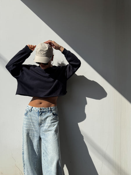 CROPPED COTTON SWEAT