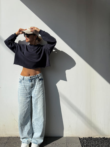CROPPED COTTON SWEAT