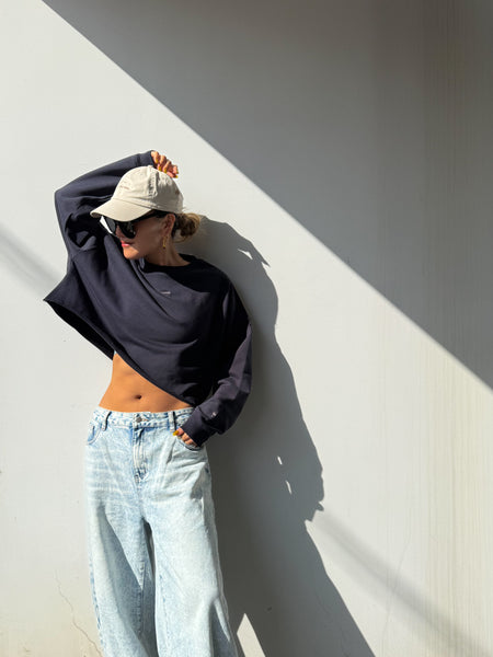 CROPPED COTTON SWEAT