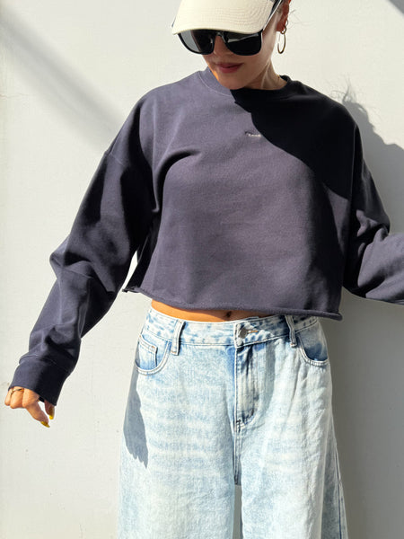 CROPPED COTTON SWEAT