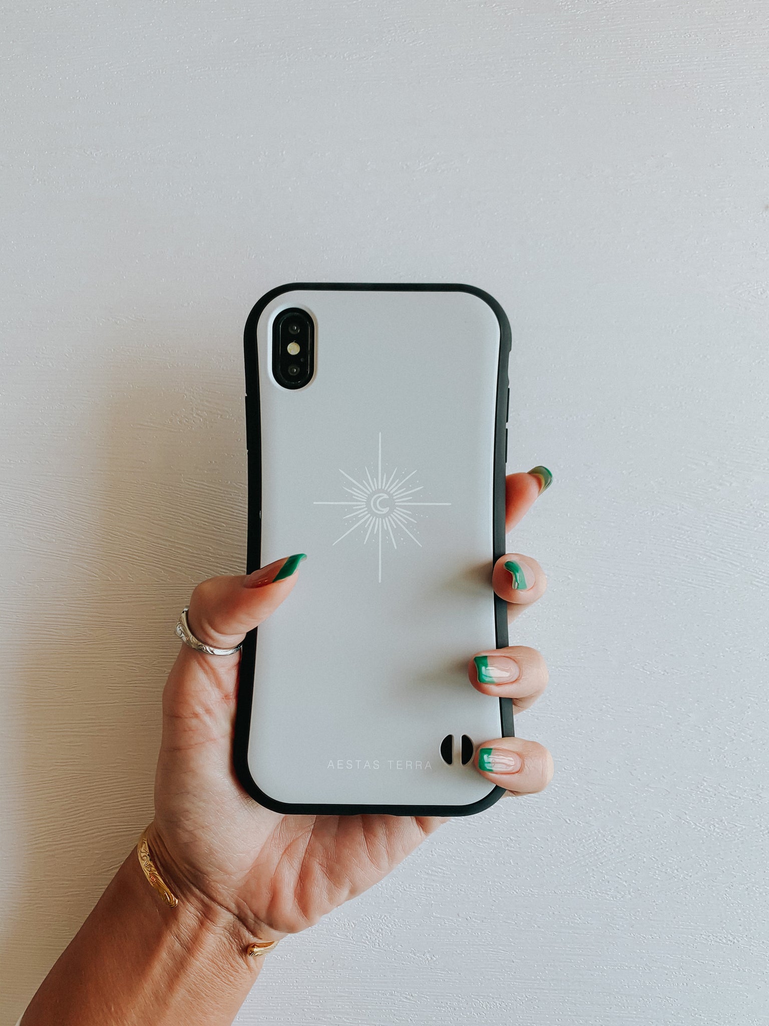 耐衝撃カスタムグリップケース【STONE -sparkle moon-】