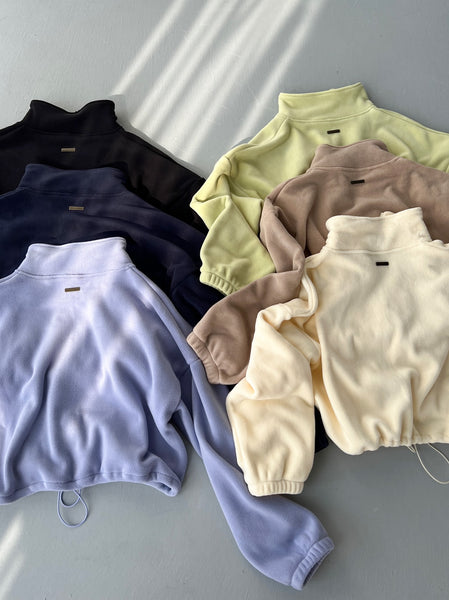 cropped zip up fleece【6 colors】